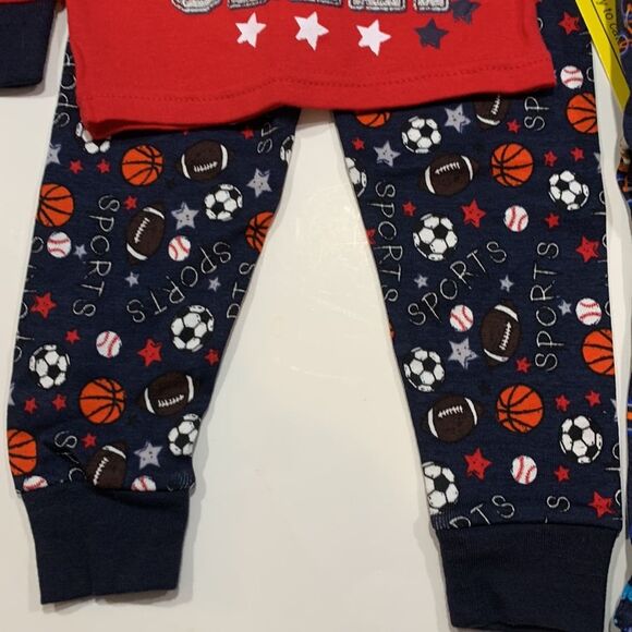 NEW Garanimals | Boys 2 Pair LONG SLEEVE Pajamas PJS Navy Blue Red Sports Monkey - Picture 2 of 6